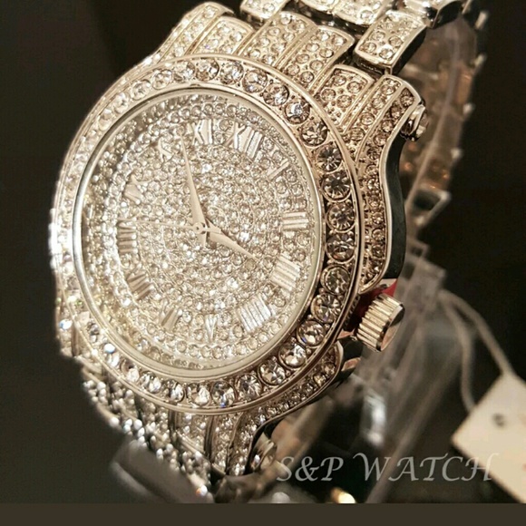Men Hip Hop Iced out White Gold Tone Techno Pave B - Picture 2 of 6
